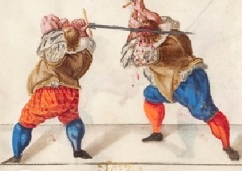 2 people fighting with swords